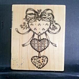 Artistic Stamp Exchange Three Hearts CU025 Wood Mounted Rubber Stamp